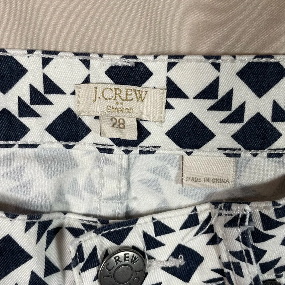 J. Crew Navy and‎ White Geometric Patterned Jeans, Size 28
